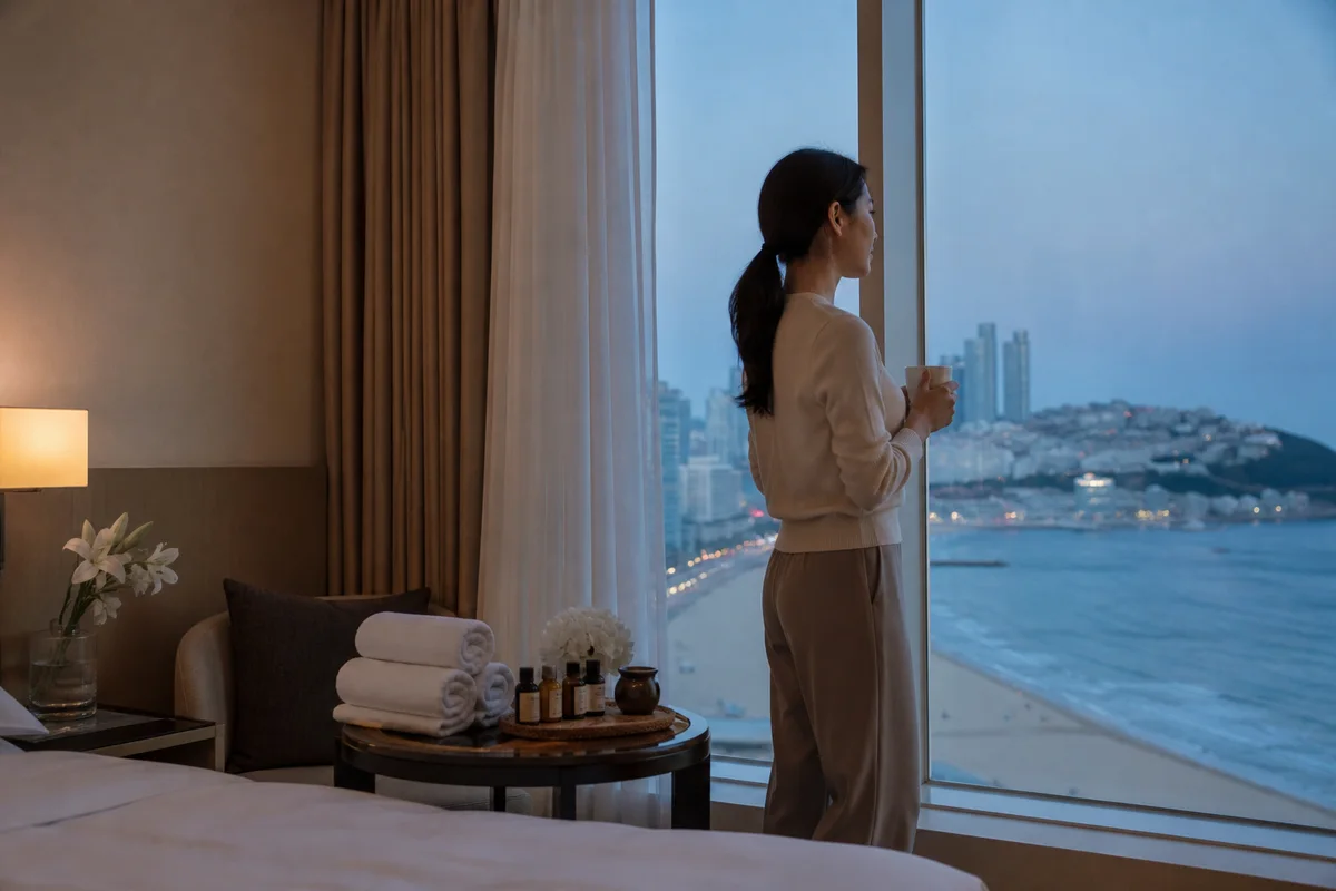 해운대 호텔 출입 방문 상담 이용 사례 연출 이미지